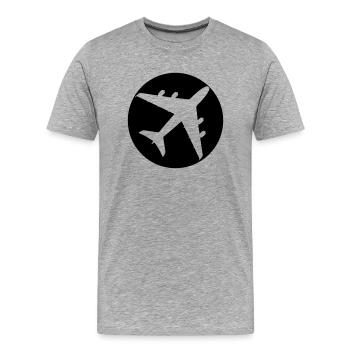 Kreis Stempel Flugzeug - Männer Premium Bio T-Shirt - Grau meliert - Vorne - Damien (186cm)