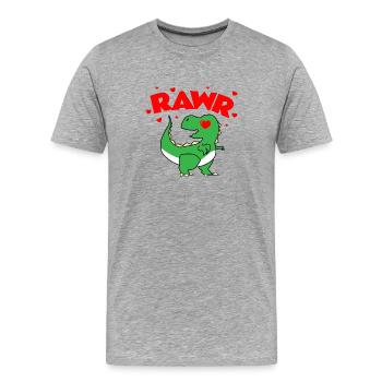 Cadeau pour enfants amoureux des dinosaures RAWR Dino - T-shirt bio Premium Homme - gris chiné - Devant - Damien (186cm)