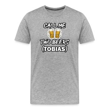 Tobias, tobi, two beers - T-shirt bio Premium Homme - gris chiné - Devant - Damien (186cm)
