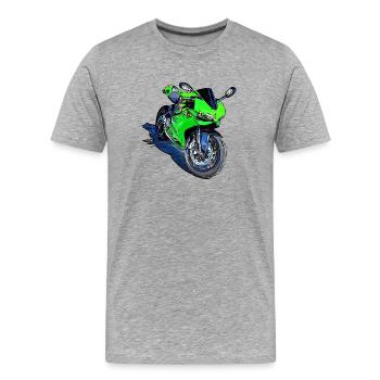 Moto Sport Vert - T-shirt bio Premium Homme - gris chiné - Devant - Damien (186cm)