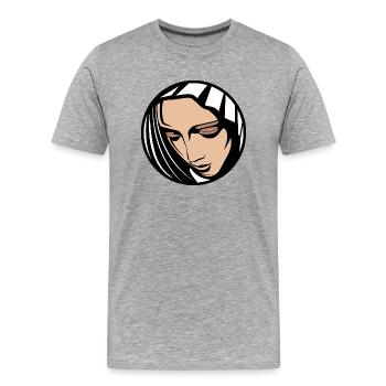 Maria, Mutter voller Gnade - Männer Premium Bio T-Shirt - Grau meliert - Vorne - Damien (186cm)