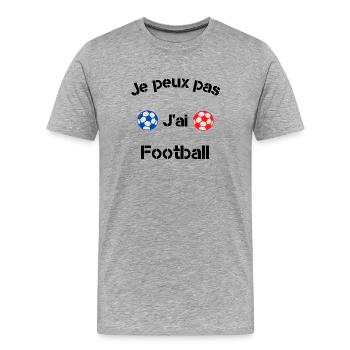 Je peux pas j'ai football - T-shirt bio Premium Homme - gris chiné - Devant - Damien (186cm)