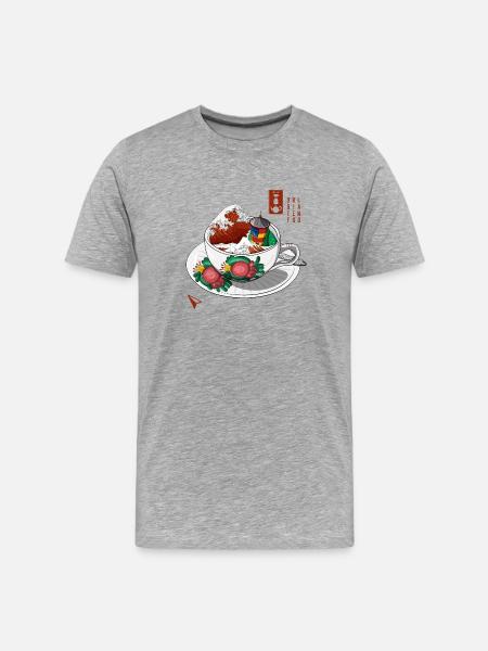 Frisian Tea Wave - Männer Premium Bio T-Shirt - Grau meliert