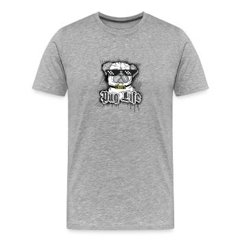 Mops-Leben - Männer Premium Bio T-Shirt - Grau meliert - Vorne - Damien (186cm)