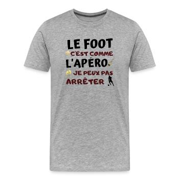 foot | apéro | humour - T-shirt bio Premium Homme - gris chiné - Devant - Damien (186cm)
