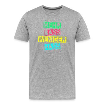 Mehr Bass Weniger Hass - Gegen Rassismus! - Männer Premium Bio T-Shirt - Grau meliert - Vorne - Damien (186cm)