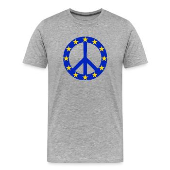 La paix en Europe | PAS DE GUERRE EN EUROPE | Paix - T-shirt bio Premium Homme - gris chiné - Devant - Damien (186cm)