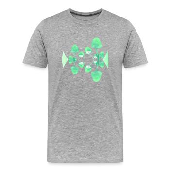 Pilz Fluoreszierende Farbe Grüner Spiegel - Männer Premium Bio T-Shirt - Grau meliert - Vorne - Damien (186cm)