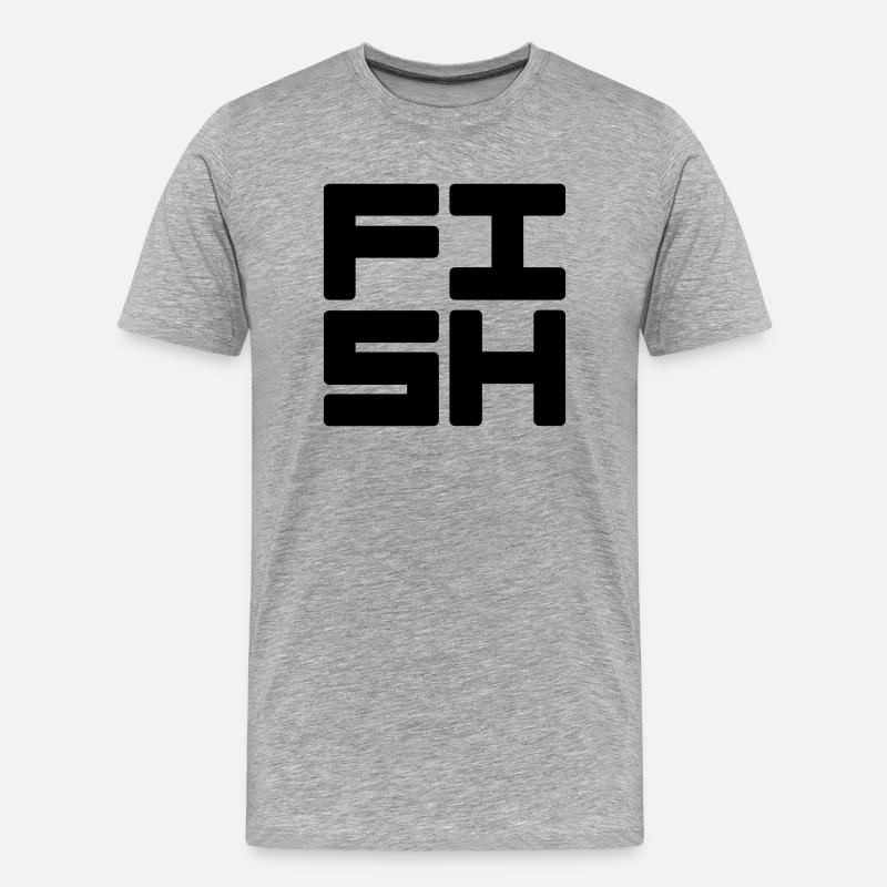 Fish Text Logo - Männer Premium Bio T-Shirt - Grau meliert
