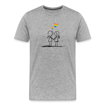 lesbisches Liebespaar - Männer Premium Bio T-Shirt - Grau meliert - Vorne - Damien (186cm)