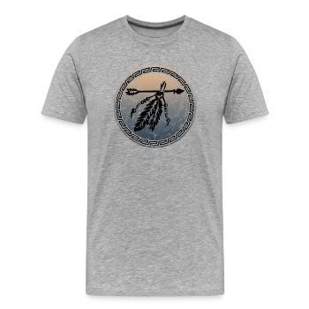 Arrow with feathers, Indian symbol, protection & strength - Men's Premium Organic T-Shirt - heather grey - Front - Damien (186cm)
