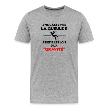 gravité - T-shirt bio Premium Homme - gris chiné - Devant - Damien (186cm)