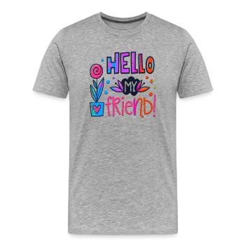 mon ami pensées positives heureux - T-shirt bio Premium Homme - gris chiné - Devant - Damien (186cm)