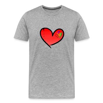 Pabsy You / Herz weint - Männer Premium Bio T-Shirt - Grau meliert - Vorne - Damien (186cm)