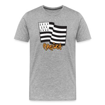 logo Jaune Moutarde - T-shirt bio Premium Homme - gris chiné - Devant - Damien (186cm)
