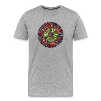 Motifs de fleurs rouges verts bleus - T-shirt bio Premium Homme - gris chiné - Devant - Damien (186cm)