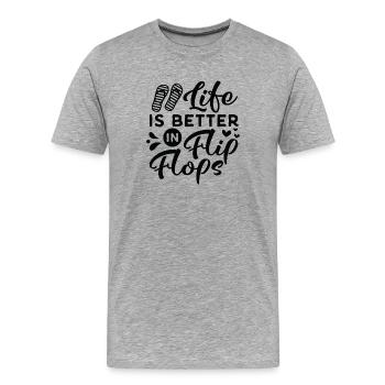 LIfe is better in Flips Flops - Männer Premium Bio T-Shirt - Grau meliert - Vorne - Damien (186cm)