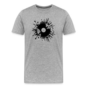 Gouttes de taches de couleur de disque vinyle - T-shirt bio Premium Homme - gris chiné - Devant - Damien (186cm)