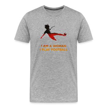 Frauenfußball - Männer Premium Bio T-Shirt - Grau meliert - Vorne - Damien (186cm)