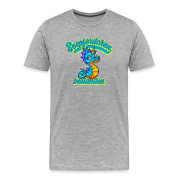 Seepferdchen Bestanden Frühschwimmer - Männer Premium Bio T-Shirt - Grau meliert - Vorne - Damien (186cm)