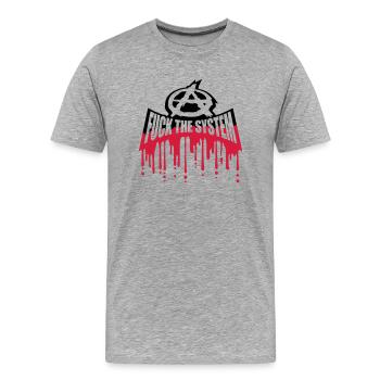 Blut fuck the system - Männer Premium Bio T-Shirt - Grau meliert - Vorne - Damien (186cm)