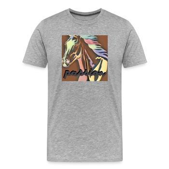 Peinture Passion Cheval - T-shirt bio Premium Homme - gris chiné - Devant - Damien (186cm)