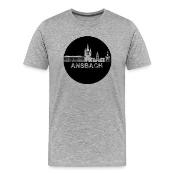 ansbach,skyline,schwarz,kreis - Männer Premium Bio T-Shirt - Grau meliert - Vorne - Damien (186cm)