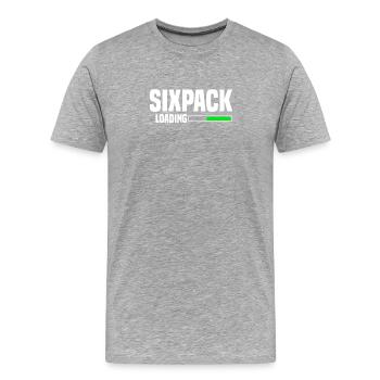 sixpack loading - Männer Premium Bio T-Shirt - Grau meliert - Vorne - Damien (186cm)