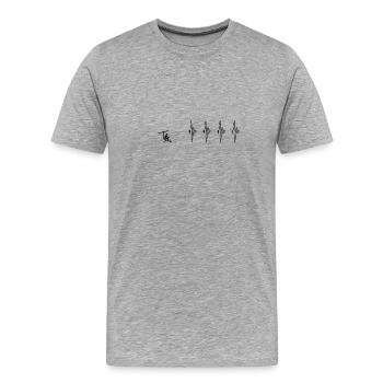 Skifahrer am Lift - minimalistische Version - Männer Premium Bio T-Shirt - Grau meliert - Vorne - Damien (186cm)