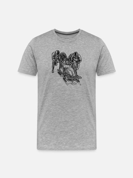 Bobfahrer Viererbob im Eiskanal - Männer Premium Bio T-Shirt - Grau meliert