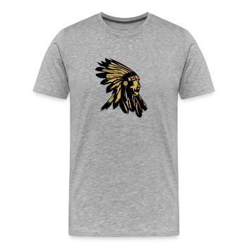 Indianer Kopf Native USA - Männer Premium Bio T-Shirt - Grau meliert - Vorne - Damien (186cm)