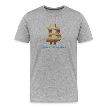 Bitcoin makes millionaires - Männer Premium Bio T-Shirt - Grau meliert - Vorne - Damien (186cm)