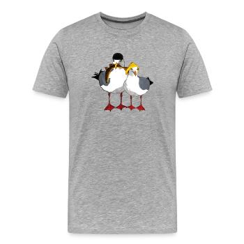 Mouette Jonathan et son Emma - T-shirt bio Premium Homme - gris chiné - Devant - Damien (186cm)