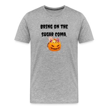 Tee-shirt Halloween | Trop de bonbons ! - T-shirt bio Premium Homme - gris chiné - Devant - Damien (186cm)