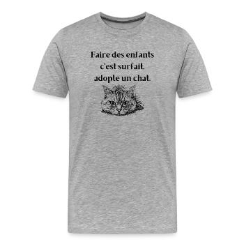Tee-shirt pour les fans de chat - T-shirt bio Premium Homme - gris chiné - Devant - Damien (186cm)