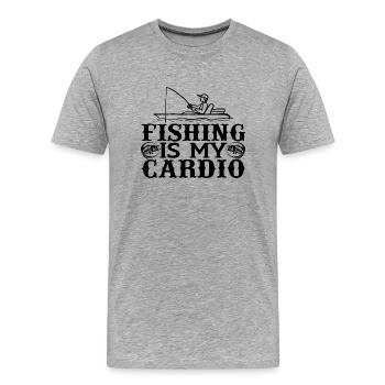 La pêche est mon cardio - T-shirt bio Premium Homme - gris chiné - Devant - Damien (186cm)