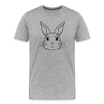 Gesicht niedlicher kleiner Hase - Männer Premium Bio T-Shirt - Grau meliert - Vorne - Damien (186cm)