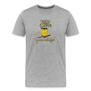 Keep calm and wear Gummistiefel - Männer Premium Bio T-Shirt - Grau meliert - Vorne - Damien (186cm)