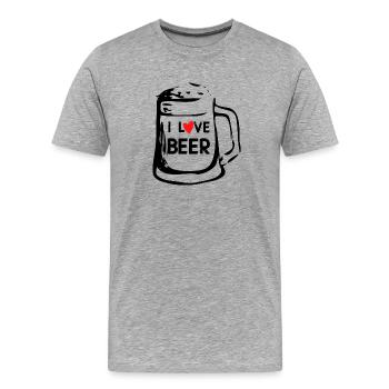 Ich liebe Bier Lustiger Mann Geschenk - Männer Premium Bio T-Shirt - Grau meliert - Vorne - Damien (186cm)