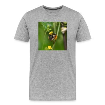 Hummel auf gelber Blüte - Männer Premium Bio T-Shirt - Grau meliert - Vorne - Damien (186cm)
