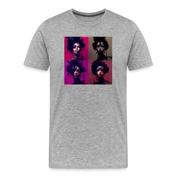 Collage de beauté africain MOTIVE - T-shirt bio Premium Homme - gris chiné - Devant - Damien (186cm)