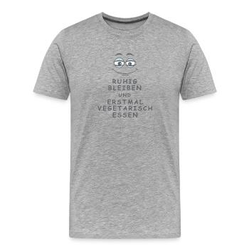 Vegetarisch essen - Männer Premium Bio T-Shirt - Grau meliert - Vorne - Damien (186cm)