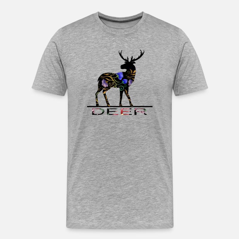 Hirsch - Männer Premium Bio T-Shirt - Grau meliert
