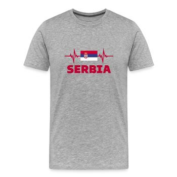 Serbien Fußball Herzschlag Serbien Fußball - Männer Premium Bio T-Shirt - Grau meliert - Vorne - Damien (186cm)