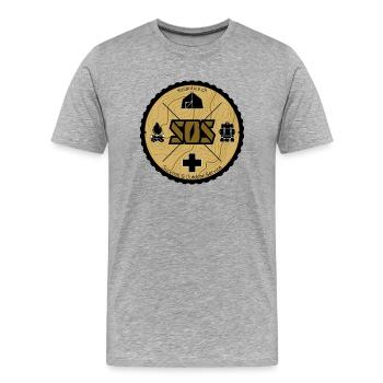 SOSonline.ch Logo sand/beige - Männer Premium Bio T-Shirt - Grau meliert - Vorne - Damien (186cm)