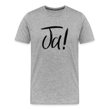 Ja! - Männer Premium Bio T-Shirt - Grau meliert - Vorne - Damien (186cm)