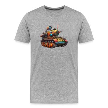 Panzer Steampunk - Männer Premium Bio T-Shirt - Grau meliert - Vorne - Damien (186cm)