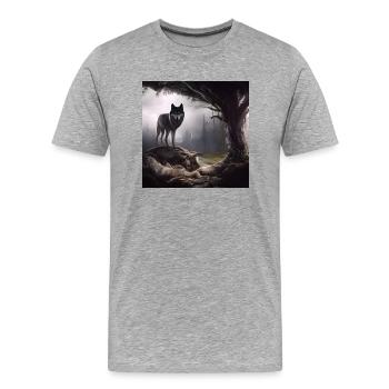 Wolf im Wald - Männer Premium Bio T-Shirt - Grau meliert - Vorne - Damien (186cm)