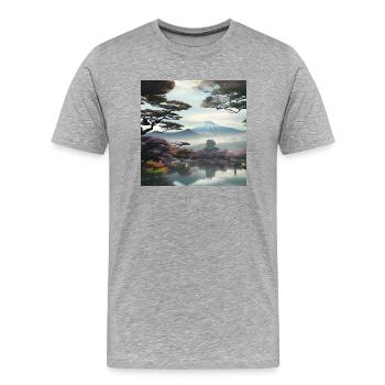 Paysage naturel au Japon - T-shirt bio Premium Homme - gris chiné - Devant - Damien (186cm)