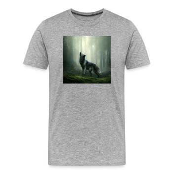Heulender Wolf um Mitternacht - Männer Premium Bio T-Shirt - Grau meliert - Vorne - Damien (186cm)